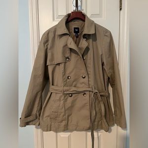 Gap Women’s XXL Khaki Mid-length Pea Coat with Tie Belt